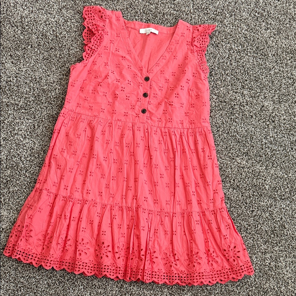 LOFT Pink Eyelet Mini Dress